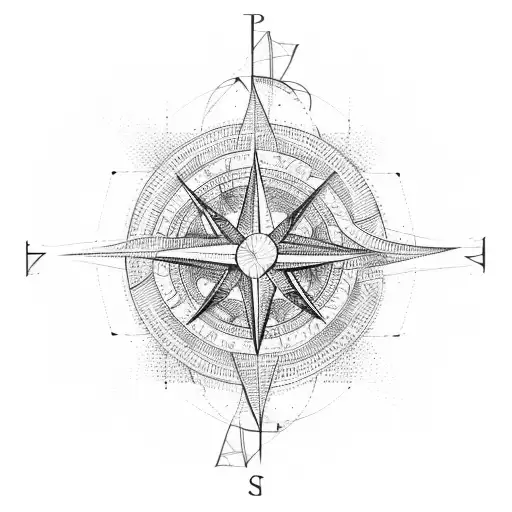 An Abstract Representation Of A Programming Code Interwoven With A Compass