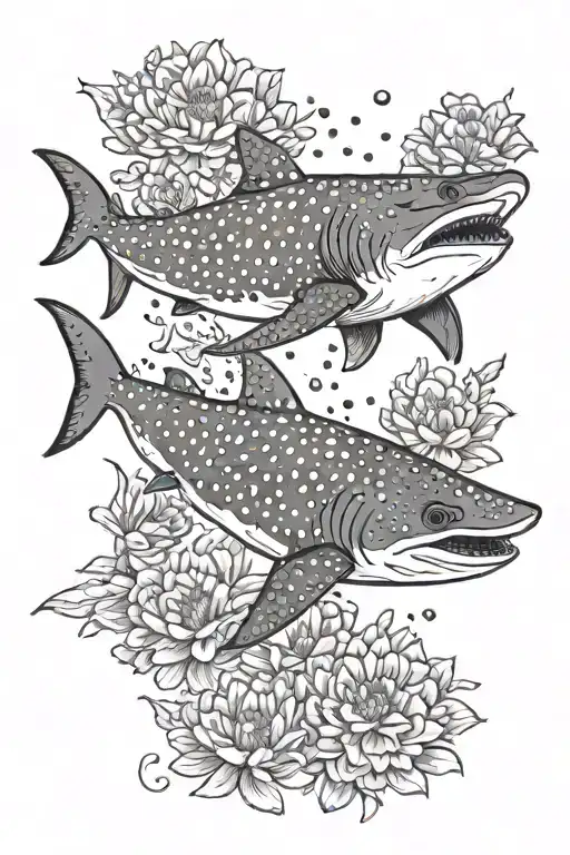 Whale Shark And Marigold Flower