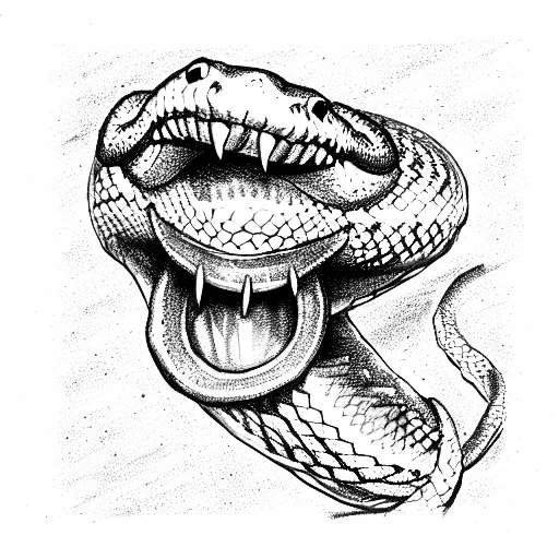 A Snake With The Mouth Open And Made By Steel Chains