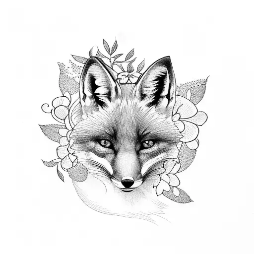 Fox With Flowers