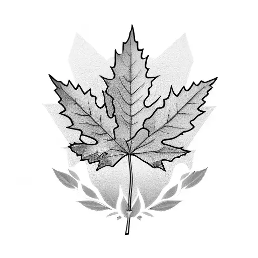 Olive Branch With Maple Leaf And Peonies Coming Out Of It