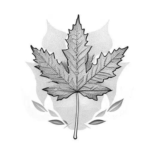 Olive Branch With Maple Leaf And Peonies Coming Out Of It