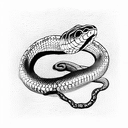 A Snake With An Open Mouth And A Body Made Of A Steel Chain