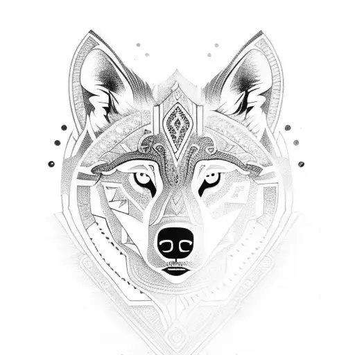 A Tribal Howling Wolf For The Shoulder Surrounded By A Circular Aura Of Tribal Designs