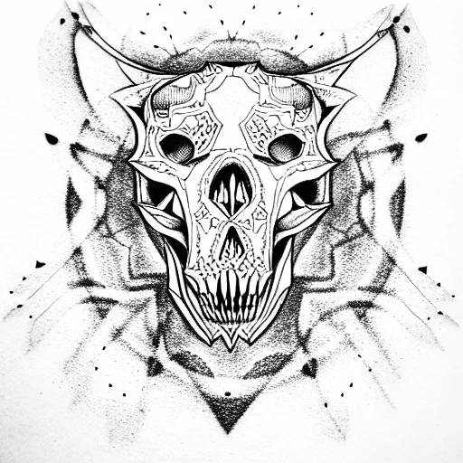 A Wolf Skull With Inside A Human Skull