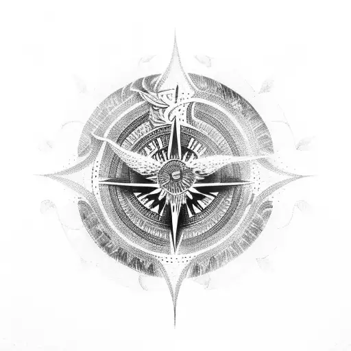 A Phoenix Rising From A Compass