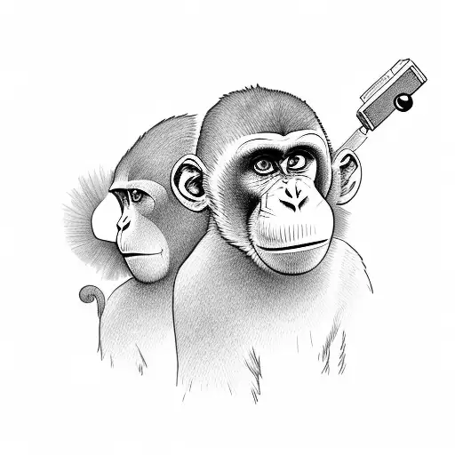 Group Of Monkey Taking Selfie