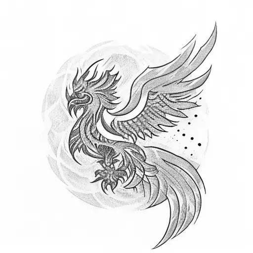 A Camera Lens Morphing Into A Tribal Phoenix