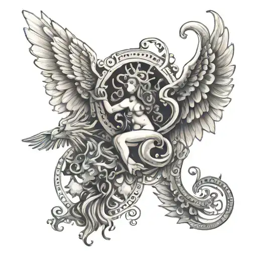 A Trio Of Angelic Symbols Representing The Client's Zodiac Signs