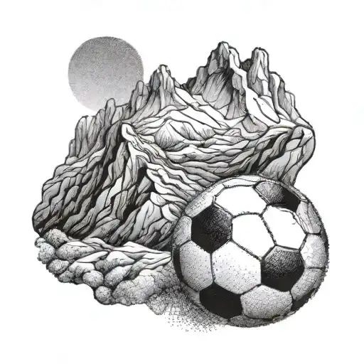 A Soccer Ball Nestled In A Mountain Range