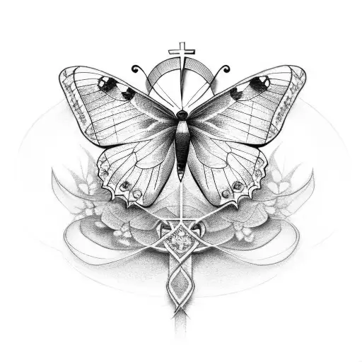 Butterfly With A Christian Cross