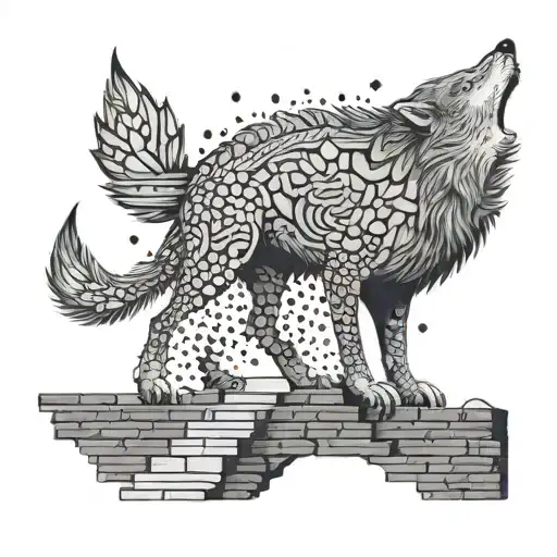 Lone Wolf Walking On The Chinese Wall