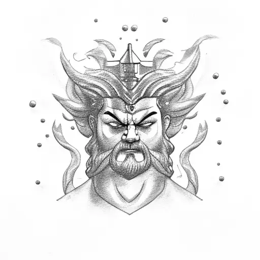 Angry Zeus Coming Out Of A Cloud Holding Money