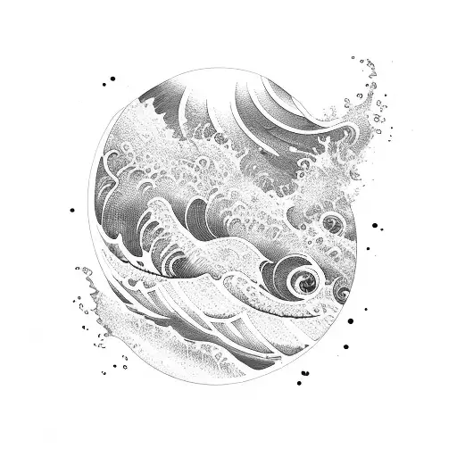 Ocean Wave With A Swimmer