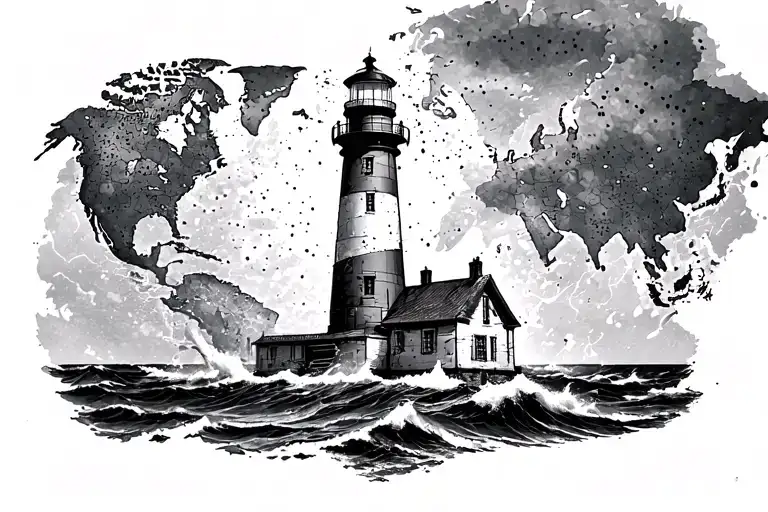 Lighthouse Coming Out Of A Nautical Map