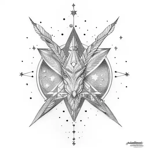 Sagatarius And Feather With Starconstellation For Sagittarius