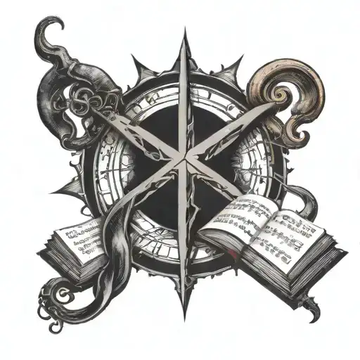 Satanic Bible Intertwined With Musical Notes