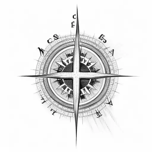 Christian Cross With A Compass