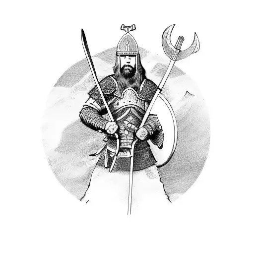 Viking Warrior Wielding A Battle Axe