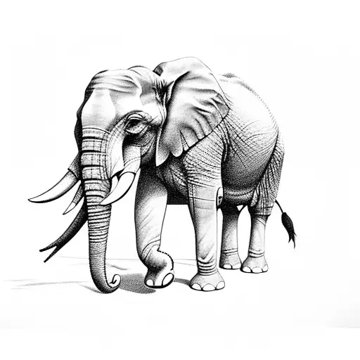 Elephant With Mountains