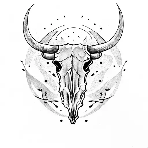 Bull Skull Surrounded By Nature