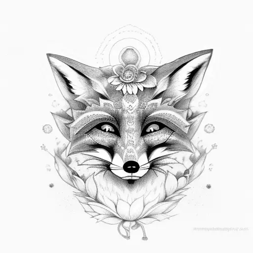 Creepy Fox With Poppy Flower