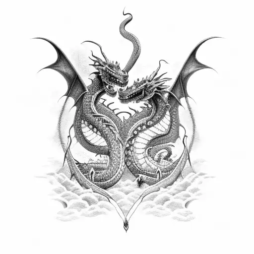 2 Headed Dragon With A Serpent Tail