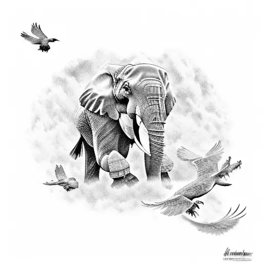 Sky Muarl With An Eagle And Elephant