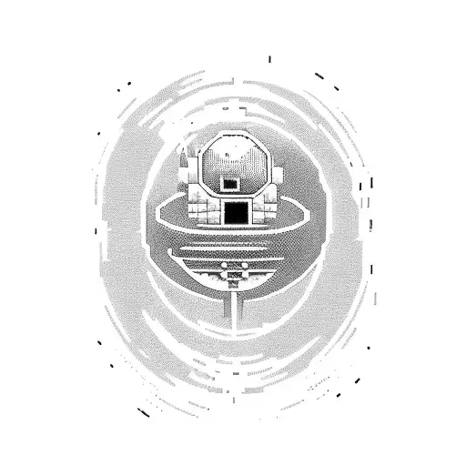 A Pixel Art Ufo Abducting A Paintbrush And A Football