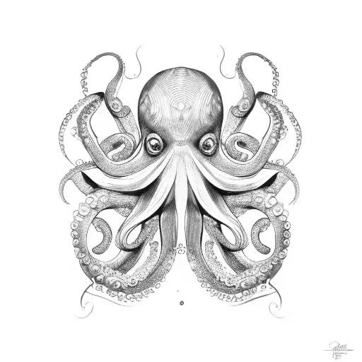 Octopus With Blue Butterfly