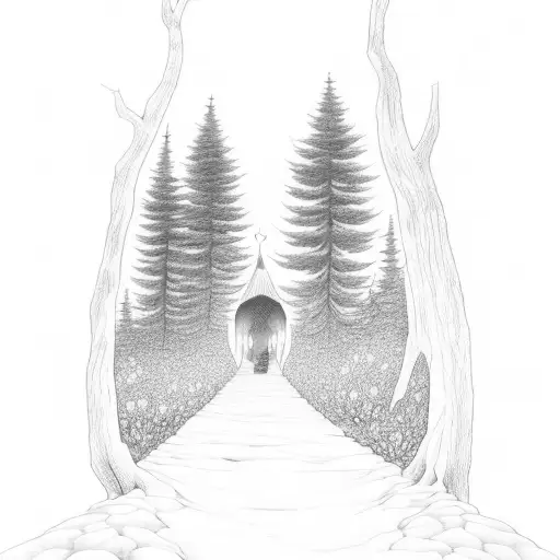 A Moonlit Path Leading To A Grand Piano In A Peaceful Forest