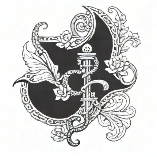 Rod Of Asclepius With The Fleur De Lis Symbol Incorporated