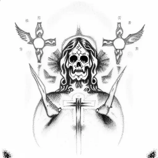 Santa Muerte And Jesus Sleeve