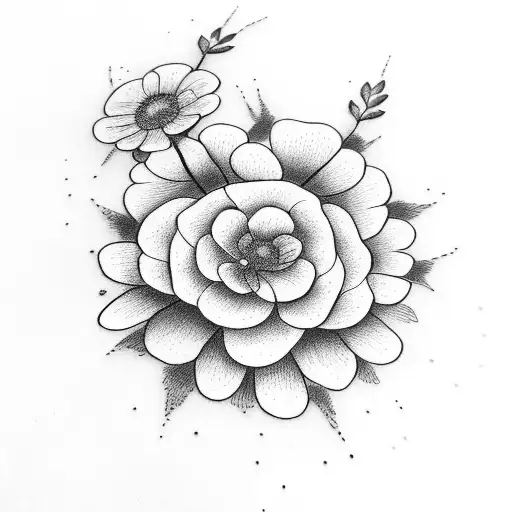 Small Flowers With Fine Line Work