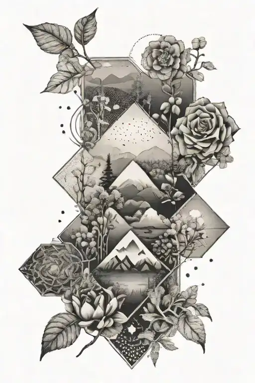 A Medical Themed Nature Countryside View In Geometrical Shapes