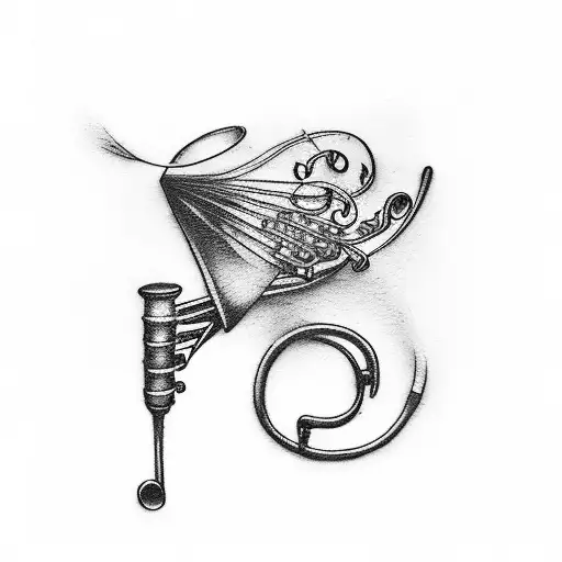 A Trombone Playing Music Notes That Transform Into Birds Flying Away