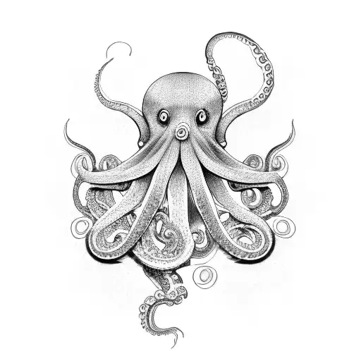 An Octopus With Intricate Japanese Patterns And Symbols