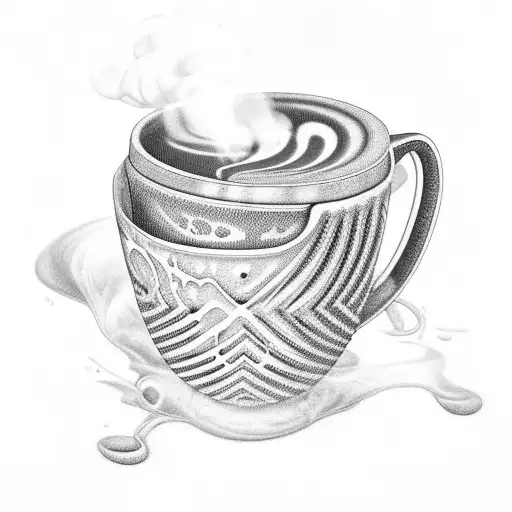 A Steaming Coffee Mug With A Basketball Pattern On It