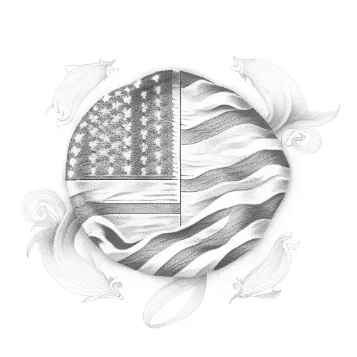 Hawaiian And American Flag And Bicycle