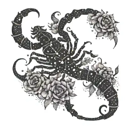 A Stylized Scorpio Constellation With Floral Accents