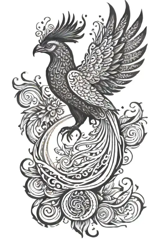 Mandala Phoenix Black And White With Flame On The Arm 0 Results
