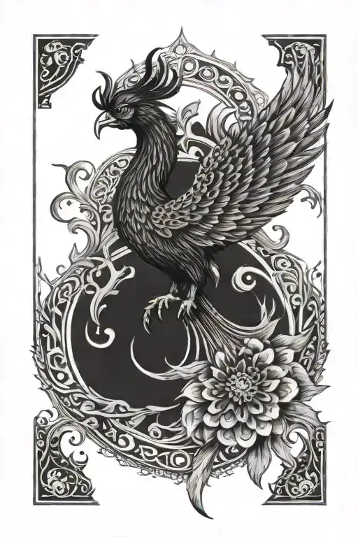 Mandala Phoenix Black And White With Flame On The Arm 0 Results
