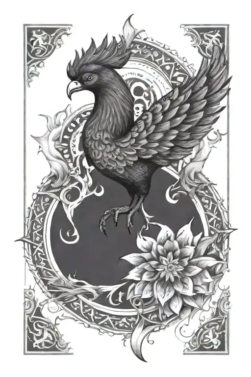Mandala Phoenix Black And White With Flame On The Arm 0 Results