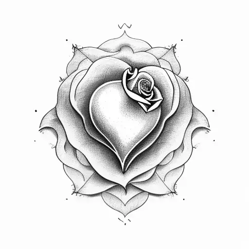 Heart With Rose And Leaves