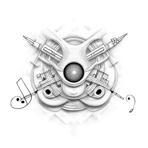 Musical Notes Transforming Into An Alien Spaceship