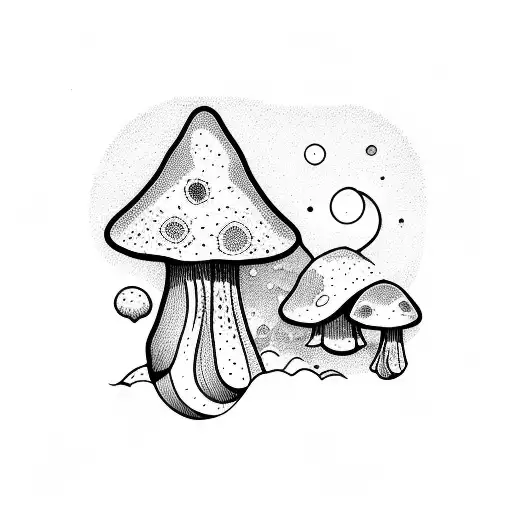 Stick And Poke Psychedelic Mushroom