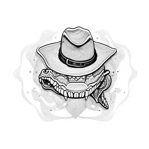 Cartoon Alligator With Cowboy Hat And Two Revolvers