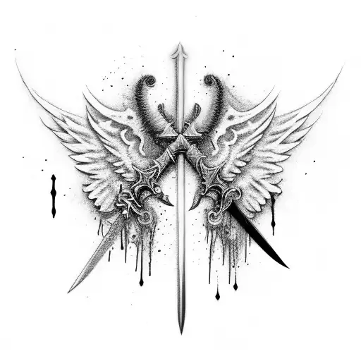 Sword With Wings Dripping Blood
