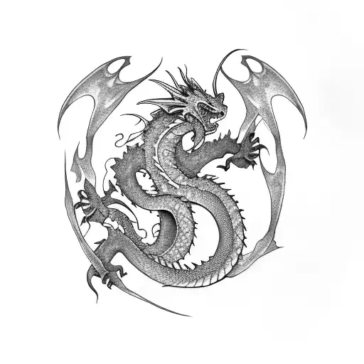 Dragon In The Arm With The Name Killian Around The Dragon