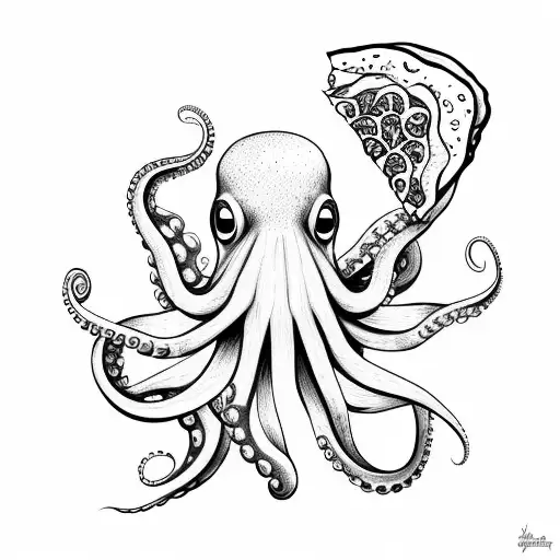 Octopus Holding Pizza